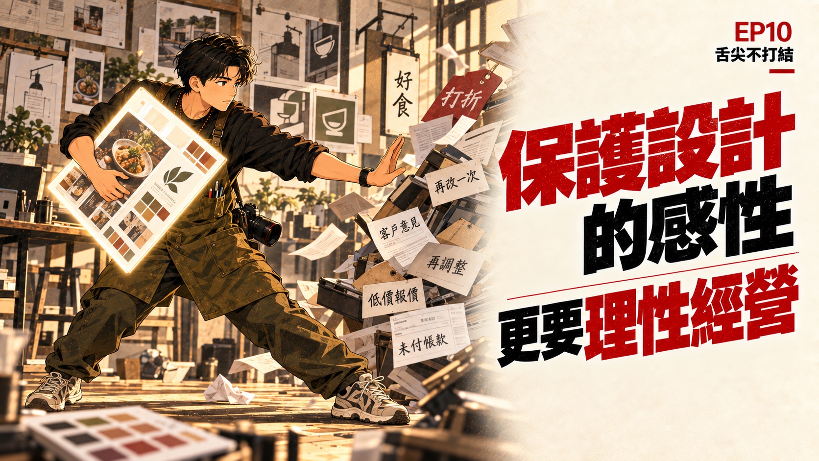 舌尖不打結 EP10 插畫封面:越想保護設計的感性,越要學會理性經營